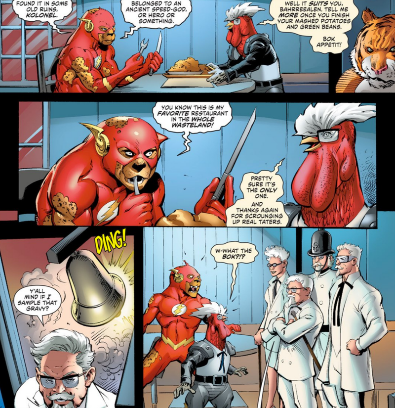 Illustration for article titled DC’s New KFC Comic Turns Colonel Sanders Into Fried Chicken Jesus